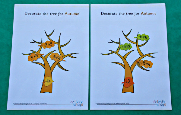 Decorating the trees with number bonds of 10 and 12