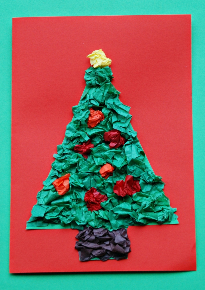 Tissue paper Christmas tree card