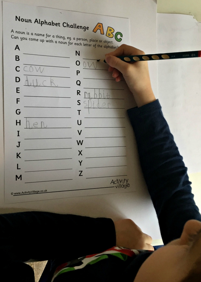 Writing his list of animals