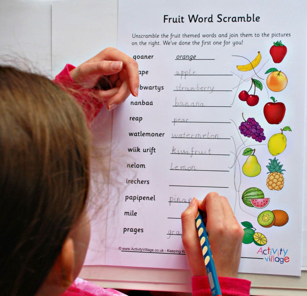 and a Fruit Word Scramble