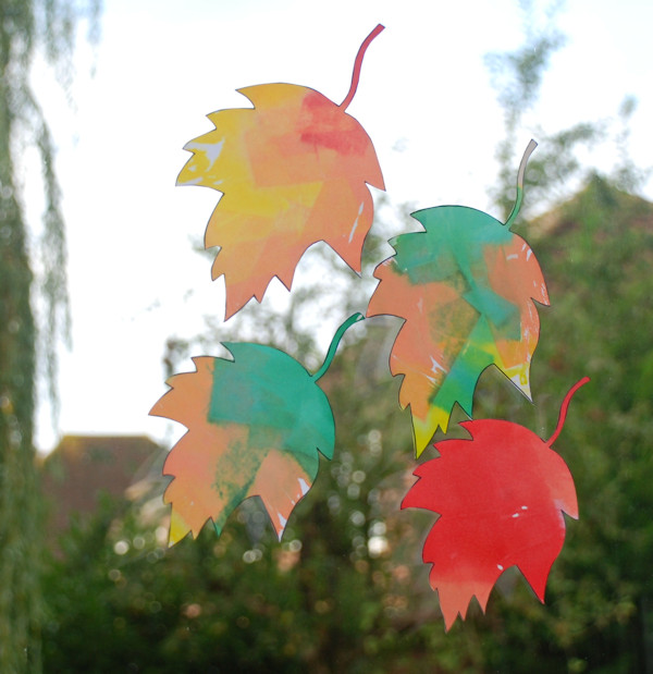 Autumn leaves on the patio doors