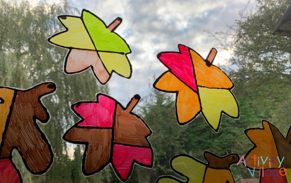 A close-up of our suncatchers on the glass door