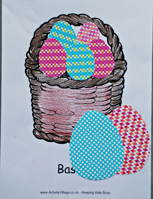 Colourful Easter eggs in a basket