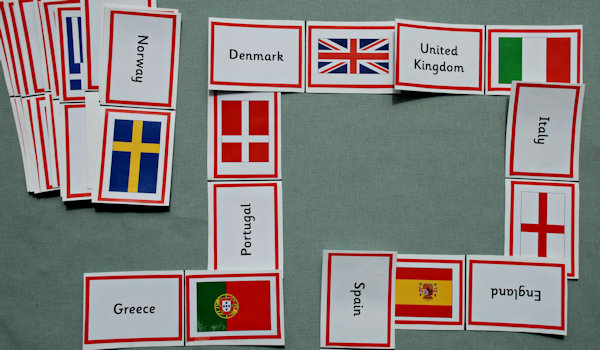 Matching the cards and learning the flags