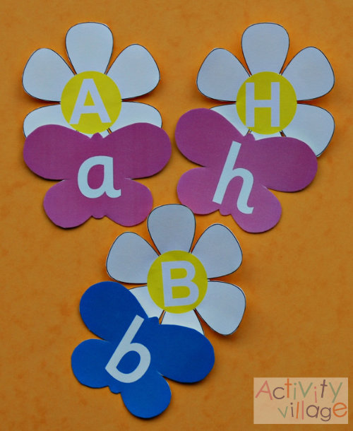 Matching lower case butterflies to upper case daisies