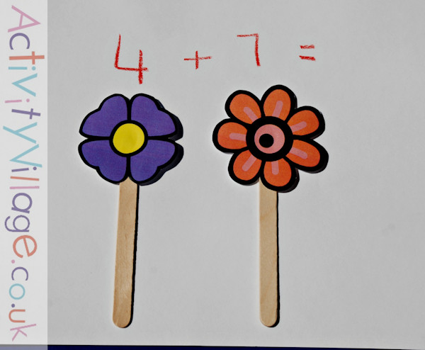 Using count the petal flowers for addition practice