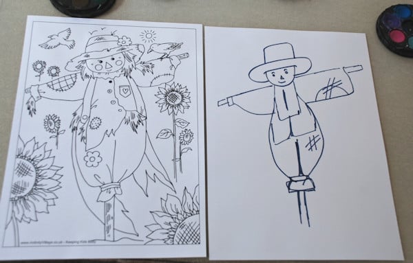 Drawing a scarecrow with sharpies