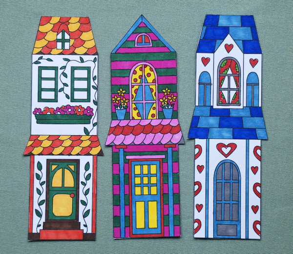 House bookmarks coloured in