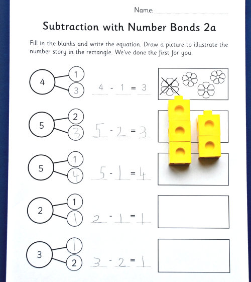 Subtraction with number bonds and counters