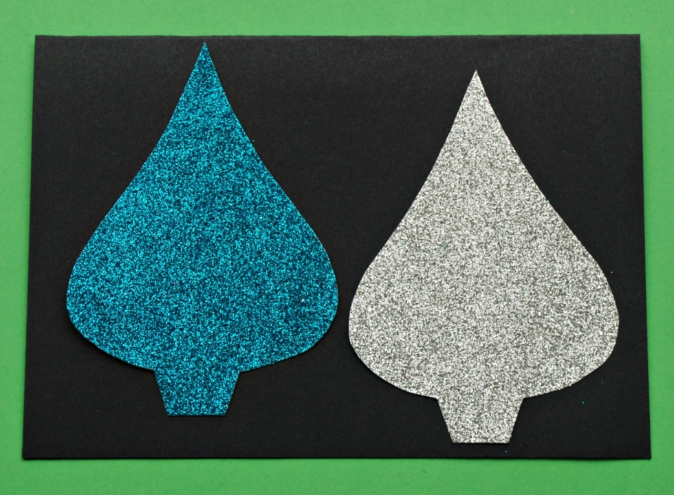 Glitter teardrop Christmas tree cards