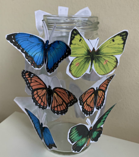 The finished fluttering butterfly jar