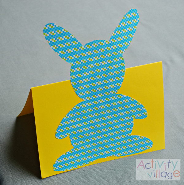 Our colourful Easter bunny card, standing up