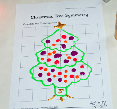Her finished Christmas tree symmetry picture