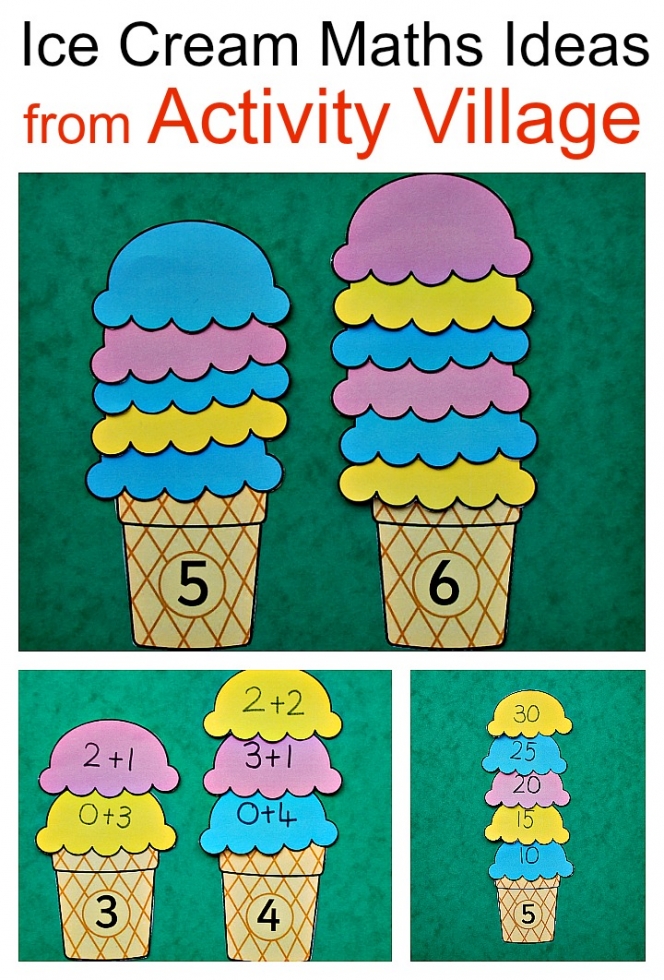 Ice Cream Maths Ideas using a printable from the Activity Village website