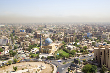 An aerial view of the city of Baghdad, Iraq