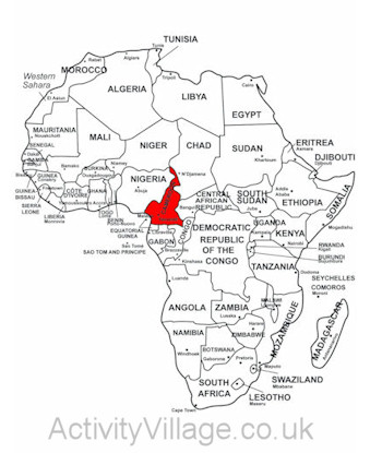 Cameroon on map of Africa