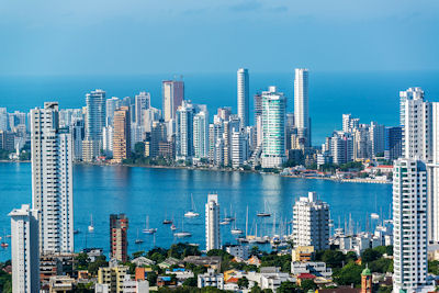 Skyscrapers in Cartagena, capital city of Colombia