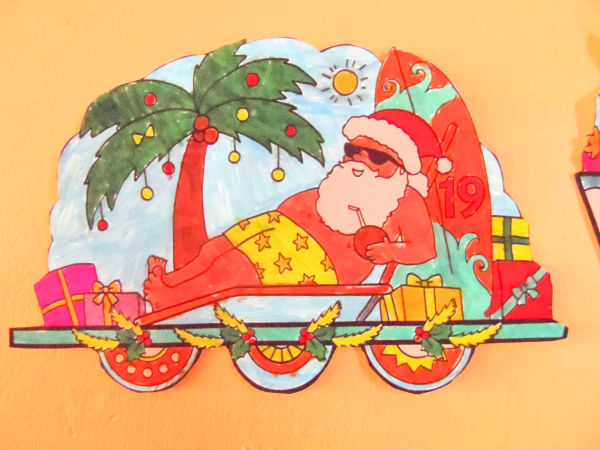 Christmas train advent calendar - Southern Hemisphere Santa