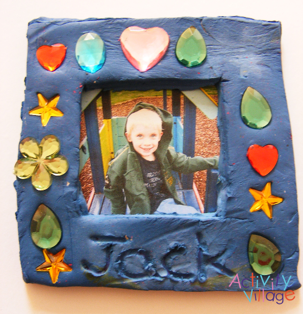 A square clay photo frame