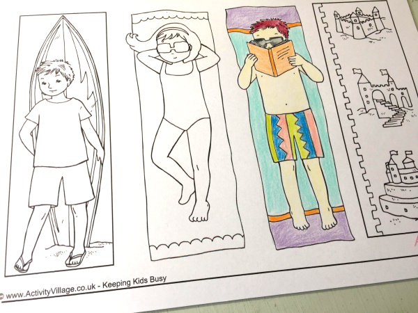 Colour a summer bookmark 1