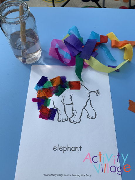 Starting the colourful elephant craft