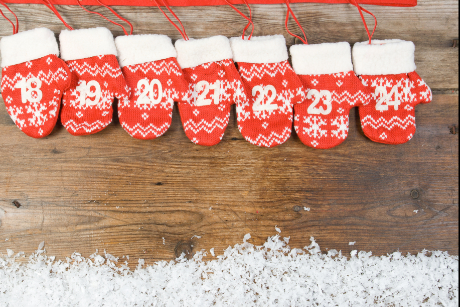 Mittens on a line for an Advent Calendar