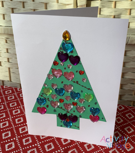 Our finished craft gem Christmas tree card - so pretty!