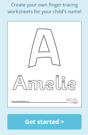 Create your own finger tracing worksheets at Activity Village