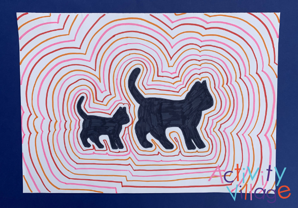 His echo line art drawing of two cats!