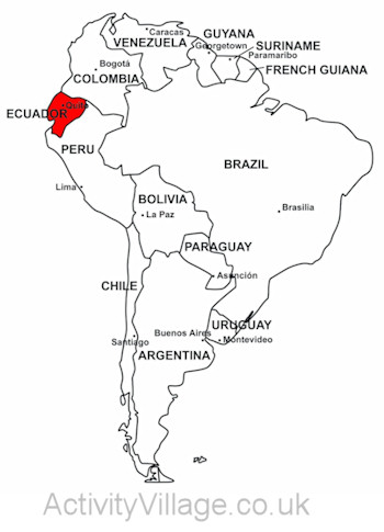 Ecuador on map of South America