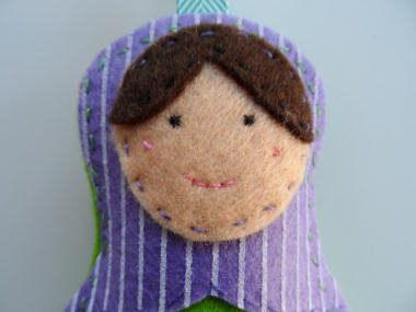 Felt Matryoshka doll face detail