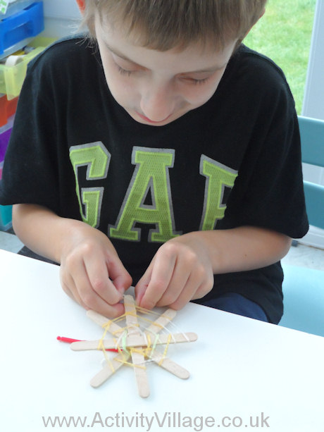 Sam adding the glow in the dark loom bands