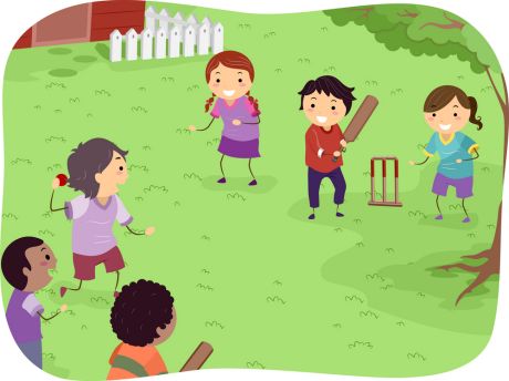 Kids playing cricket