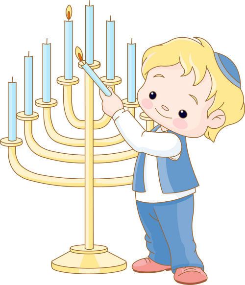 Lighting the menorah