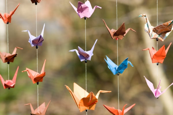 Origami crane mobile