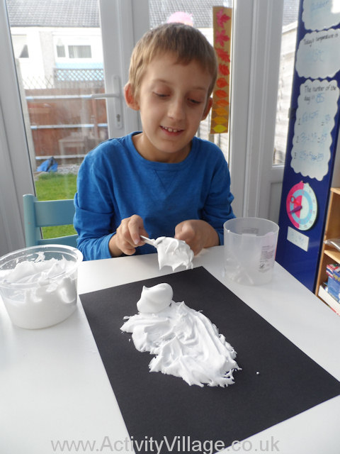 Puffy paint ghost - Sam painting his ghost