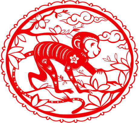 Traditional red paper cut for Year of the Monkey 2016