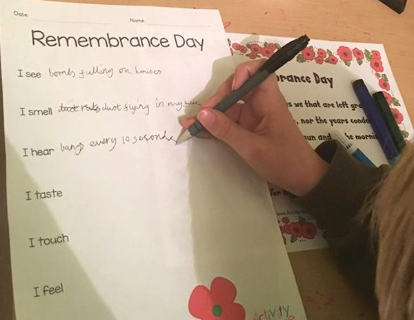 A sensory poem for Remembrance Day