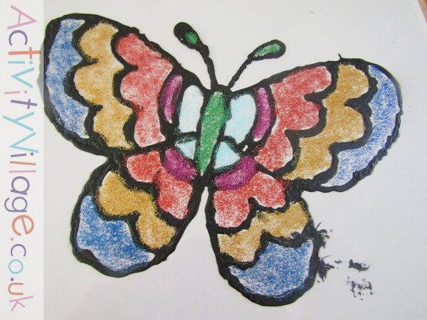Sam's glitter glue butterfly suncatcher