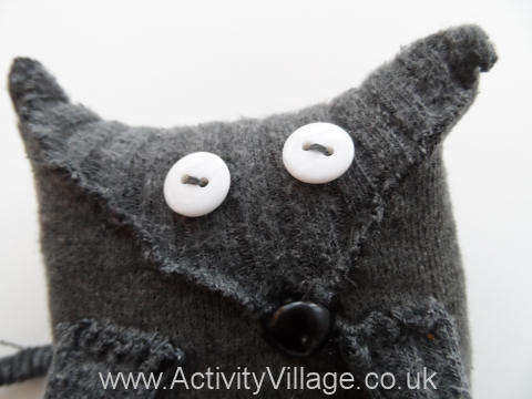 Sock wolf 3 - stich buttons for eyes and nose