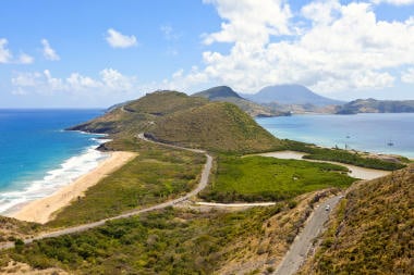 View of St Kitts with Nevis in the distance