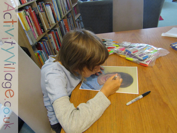 Studying the details for his self portrait