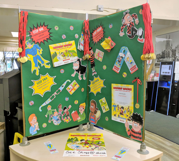 Summer Reading Challenge display at the library