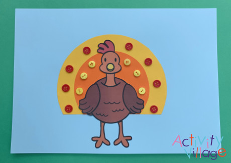 Our finished turkey decorated with buttons