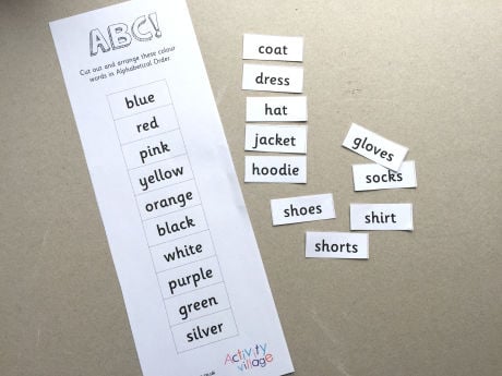 Arranging our new alphabetical order cards