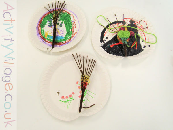 Woven paper plate trees
