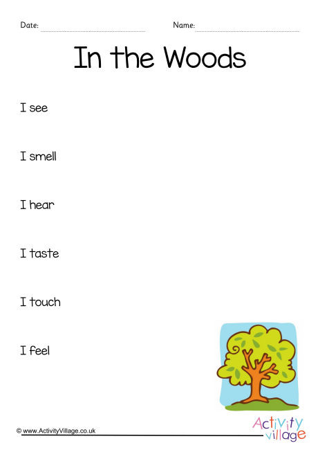 In The Woods Sensory Poem Planning Sheet