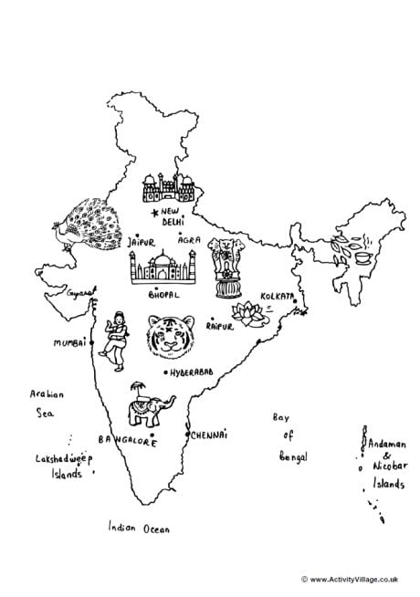 india map colouring page