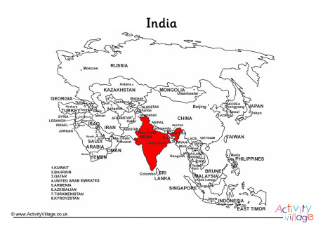 India On Map Of Asia
