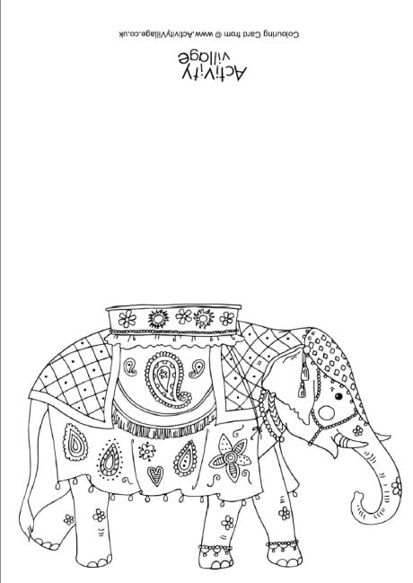 indian elephant colouring page 2